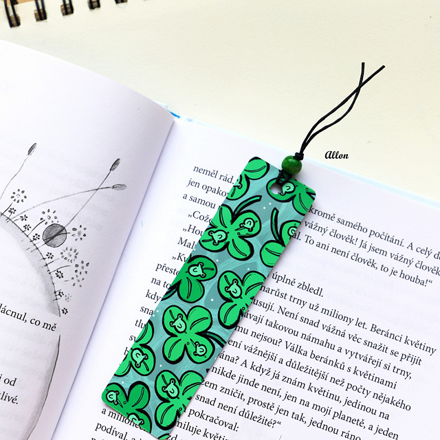 Kovová záložka do knihy- Čtyřlístky