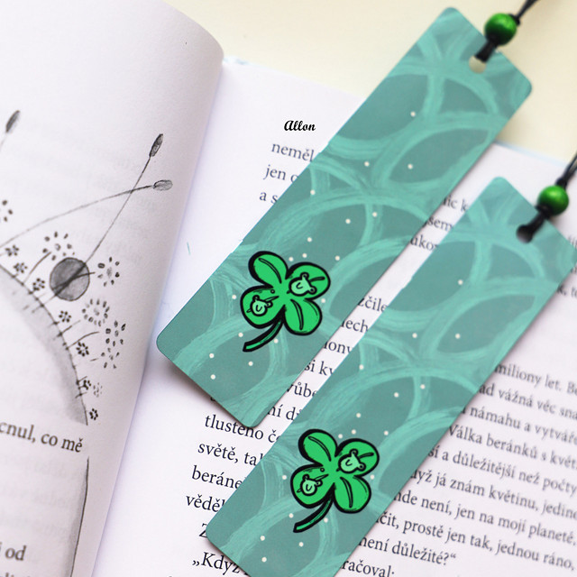 Kovová záložka do knihy- Čtyřlístek s žabkou